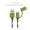 USB 2.0 Nylon Braided 2 in 1 USB cable to micro USB cable for charging and data sync for iPhone