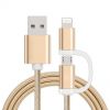 USB 2.0 Nylon Braided 2 in 1 USB cable to micro USB cable for charging and data sync for iPhone