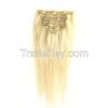 Wholesale Cuticle European Cheap 100 Human Blond Clip In Hair Extensio