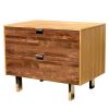 Iannone Green Mod Wood Stripe Night Stand- Modern Karibou