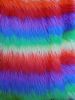 Rainbow Long Pile Fabrics Colourful Jacquard Faux Fur