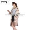 spring women's Slouchy color block long knitted  cardigan sweater