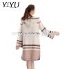 spring women's Slouchy color block long knitted  cardigan sweater