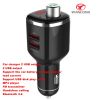 3 in 1 bluetooth carkit 2 USB car charger bluetooth 4.0 with FM transmitter , handsfree calling, multi-function car charger support TF card