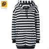 Custom Made lady Hoodie Sweater, Newest Design Plain Hoodies With Pocket Black and White Stripe Hoody Wool Women Oversized Hoodi