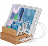 Yisen Wood Bamboo 5 Ports Dock Station for IOS Android Smart Phone and Tablet