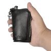 Car Keychain, Key Pouch key bag,Genuine Leather [Large Capacity] Car Key Card Holder Coin Purse With Metal Hook and Keyring - Black