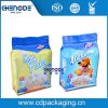 2017 clear flat bottom zipper food packaging bag, quad seal pouch flour packaging bag
