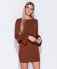 Multi Frill Sleeve Bodycon Dress - Terracotta