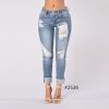 women sexy boyfriend denim jeans pants oem skinny girls hiphop comfortable stretch trousers ripped destroyed damaged jeans