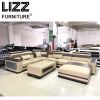 Modular Genuine Leather Sofa with LED and Coffee Table