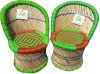 Ecowoodies Hyssop Handicraft Cane Wooden Sitting Stool  - Cane Furniture Set (Light Green) 