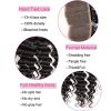 8a Deep Curly Wave 3 Bundles with Lace Frontal Closure 13Ã—4 Ear to Ear Frontal with Bundles Bleached Knots 100% Unprocessed Brazilian Deep Wave Hair with Frontal Free Part Closure