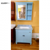 navy blue painted wood bathroom vanity