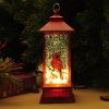 Led light liquid swirling glitter plastic decoration christmas lantern