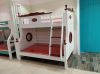 White Walnut Color Pine Wood Kids Double Decker Bed Storage Drawers Children's Furniture