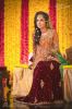 Bridal Mehndi Dress with Chiffon Embroidered Shirt and Velvet Embroidered Lehnga