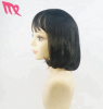 Black Color 35cm Short Synthetic Hair Wigs Stock Woman Wig For Daily