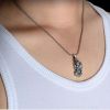 Men Jewelry 925 Silver Fabulous Wild Beast Pendant Neckalce with Wheat Chain(N013704W)