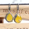 Thai Sterling Silver Yellow Chalcedony Drop Retro Earrings (E170619YELLOW)