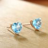 18K Rose Gold Blue Topaz Heart Shape Stud Earrings Women Jewelry(KE001BLUE)