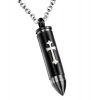 Men's 316 L Stainless Steel Cross Bullet Pendant Necklace Ashes Cremation Pendant Jewelry Keepsake