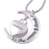 I Love You to the Moon and Back Urn Necklace for Ashes Memorial Keepsake Cremation Pendant Jewelry