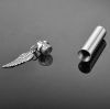 Silver Angel Wing Charm &amp; Cylinder Memorial Urn Necklace Stainless Steel Cremation Jewelry