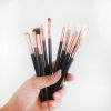 12Pc Rose Gold Makeup Brushes Professional Eye Shadow Foundation Eyebrow Oval Brush Cosmetic Make Up Brush Set