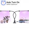 18W Plant Grow Light with Auto Turn On Function, slitinto Dual Head 36 LED 5 Dimmable Levels Grow Lamp Bulbs, 3/9/12H Timer, Spectrum Switching, Adjustable Gooseneck for Indoor Plants GL142