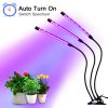 27W Plant Grow Light with Auto Turn On Function, Slitinto 54 LED Plant Grow Lamp with 3/6/12H Timer, 3-Head Divide Control Adjustable Gooseneck, 5 Dimmable Levels for Indoor Plants [Upgraded Switch] GL140