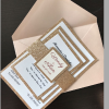 Hot Sale elegant good quality handmade directly manufacturer silver Powder Glitter Lined Wedding Invitation card