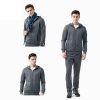Fashion Mens 100% Polyester Blank Hooded Sweater Soild Color Jacket
