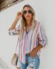 European and American fashion color stripe shirt