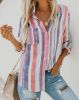 European and American fashion color stripe shirt