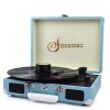 2019 popular Portable suitcase turntable record player with rechargeable battery, pc link and bluetooth optional