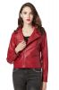 Faux Leather Pu Jacket for Women , Slim Tailoring Short Moto Biker Jackets , Zip Up Long Sleeve Winter Coat