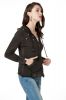  Hooded Sweatshirt Women,Zip Up and Heavy Washed Functional Cotton Sweatshirts with Pearls on Front Shoulder 