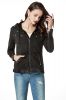  Hooded Sweatshirt Women,Zip Up and Heavy Washed Functional Cotton Sweatshirts with Pearls on Front Shoulder 