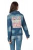 Patched embroidery denim jacket for women 