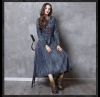 New slim waistband denim vintage embroidery dress for women 