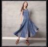 Summer new round collar vest skirt vintage embroidery cowboy big denim dress