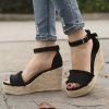 Women Sandals Peep Toe Platform Sandals With High Heels Wedges Shoes Women Summer Ankle Strap Wedge Heels Sandalias Mujer 2019