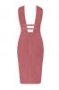 Deep Plunge Slim Fit Bandage Bodycon Midi Dress