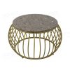 Metal frame brown marble top round coffee table