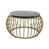Metal frame marble top round coffee table