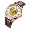 New Luxury gold Men Skeleton Dual time Mechanical Automatic movement Watch OEM