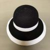 wholeseller fashion lady striped straw sun hats, trend women beach hat, elegant paper bucket hat, recycle customized fashion accessories