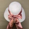 wholeseller fashion lady straw sun hats with silk bowknot, trend women floppy beach hat, elegant paper hat, recycle customized fashion accessories