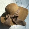 wholeseller fashion lady straw brown sun hats with silk ribbons, trend cheap women floppy beach hat, elegant paper hat, recycle customized fashion accessories